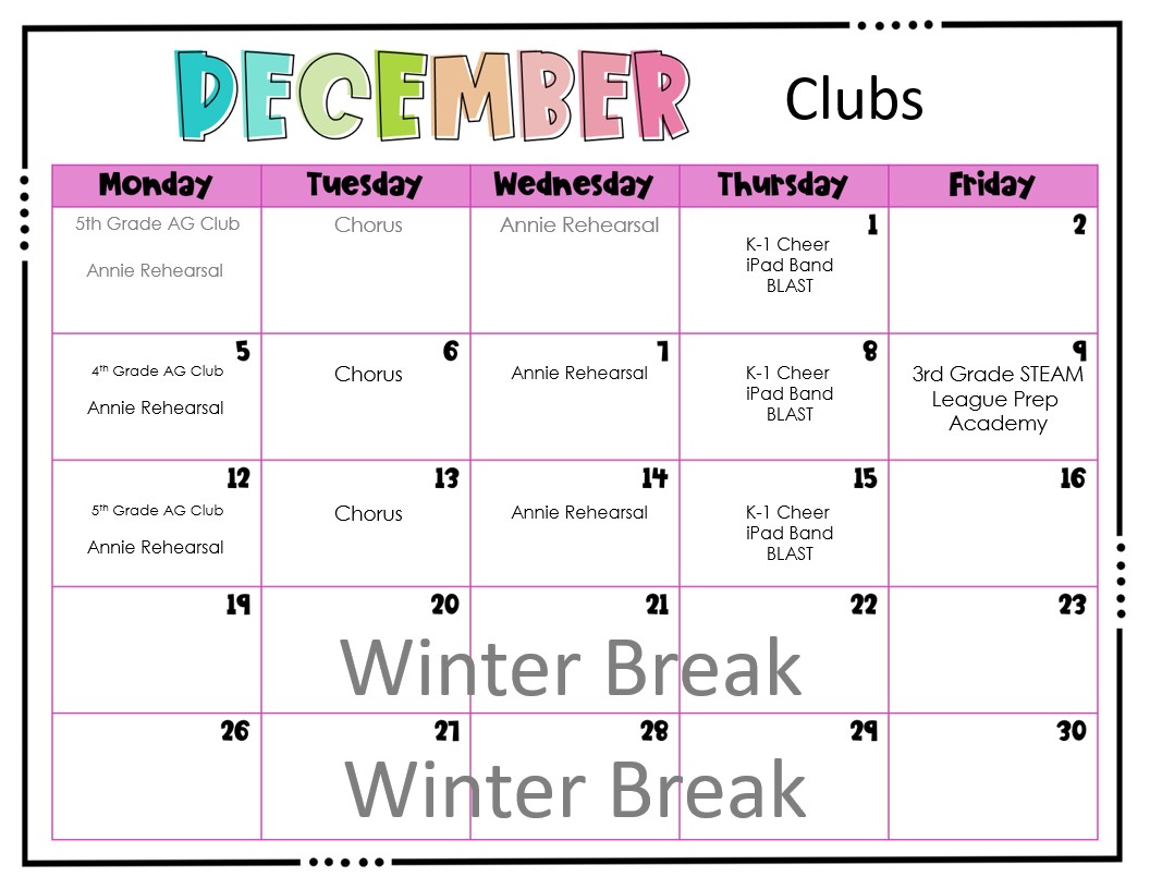 Calendar Sanders Memorial Elementary School